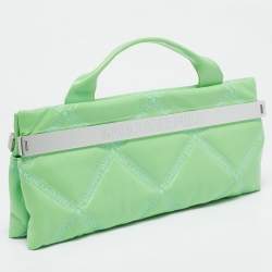 Karl Lagerfeld Light Green Logo Quilted Leather K/Kross Baguette Bag