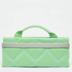 Karl Lagerfeld Light Green Logo Quilted Leather K/Kross Baguette Bag