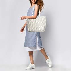 Karl Lagerfeld Taupe/White Monogram Coated Canvas Tote