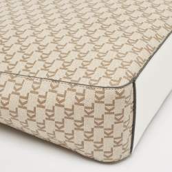 Karl Lagerfeld Taupe/White Monogram Coated Canvas Tote