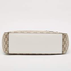 Karl Lagerfeld Taupe/White Monogram Coated Canvas Tote