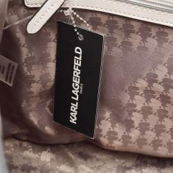 Karl Lagerfeld Taupe/White Monogram Coated Canvas Tote