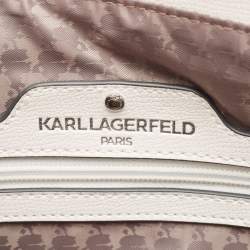 Karl Lagerfeld Taupe/White Monogram Coated Canvas Tote