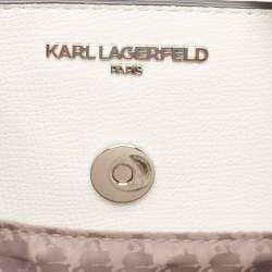 Karl Lagerfeld Taupe/White Monogram Coated Canvas Tote