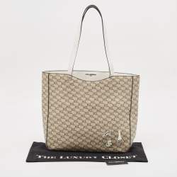 Karl Lagerfeld Taupe/White Monogram Coated Canvas Tote