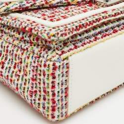 Karl Lagerfeld Multicolor Tweed and Leather Flap Top Handle Bag