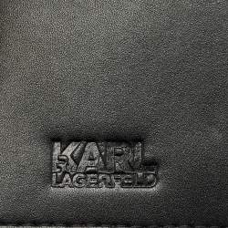 Pre Owned Karl Lagerfeld Gold/Silver Faux Leather K/Signature Bifold Wallet