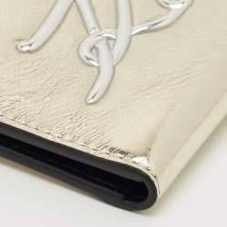 Pre Owned Karl Lagerfeld Gold/Silver Faux Leather K/Signature Bifold Wallet