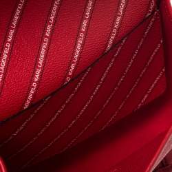 Karl Lagerfeld Red Coated Canvas K/Stripe Logo Crossbody Bag    