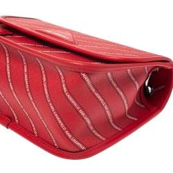 Karl Lagerfeld Red Coated Canvas K/Stripe Logo Crossbody Bag    