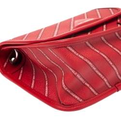 Karl Lagerfeld Red Coated Canvas K/Stripe Logo Crossbody Bag    