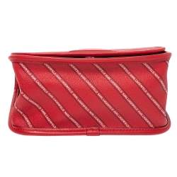 Karl Lagerfeld Red Coated Canvas K/Stripe Logo Crossbody Bag    