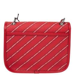 Karl Lagerfeld Red Coated Canvas K/Stripe Logo Crossbody Bag    