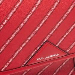 Karl Lagerfeld Red Coated Canvas K/Stripe Logo Crossbody Bag    