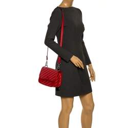 Karl Lagerfeld Red Coated Canvas K/Stripe Logo Crossbody Bag    
