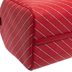 Karl Lagerfeld Red Coated Canvas and Leather K/Stripe Logo Weekender Bag