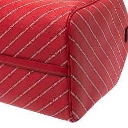 Karl Lagerfeld Red Coated Canvas and Leather K/Stripe Logo Weekender Bag