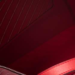 Karl Lagerfeld Red Coated Canvas and Leather K/Stripe Logo Weekender Bag