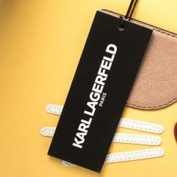 Pre Owned Karl Lagerfeld Yellow Leather Maybelle Cat Tote