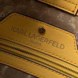 Pre Owned Karl Lagerfeld Yellow Leather Maybelle Cat Tote
