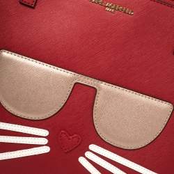 Karl Lagerfeld Red Leather Maybelle Cat Tote