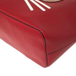 Karl Lagerfeld Red Leather Maybelle Cat Tote