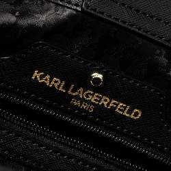 Pre Owned Karl Lagerfeld Black Leather Maybelle Tote