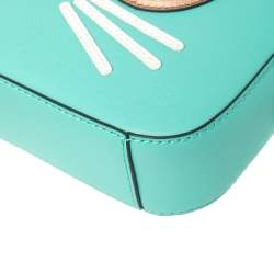 Pre Owned Karl Lagerfeld Mint Green Leather Maybelle Choupette Crossbody Bag                   