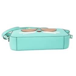Pre Owned Karl Lagerfeld Mint Green Leather Maybelle Choupette Crossbody Bag                   