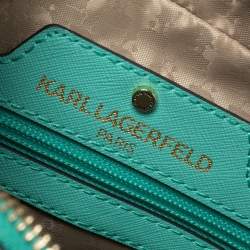 Pre Owned Karl Lagerfeld Mint Green Leather Maybelle Choupette Crossbody Bag                   