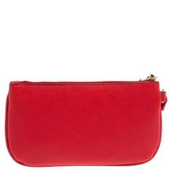 Karl Lagerfeld Red Leather Choupette Wristlet Clutch