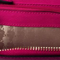 Pre Owned Karl Lagerfeld Pink Leather K/Ikonik Zip Around Wallet