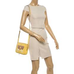 Pre Owned Karl Lagerfeld Yellow Leather Maybelle Choupette Crossbody Bag             