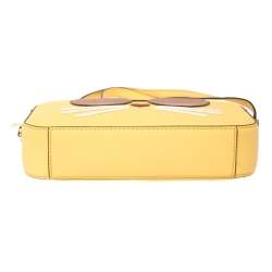 Pre Owned Karl Lagerfeld Yellow Leather Maybelle Choupette Crossbody Bag             