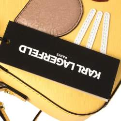 Pre Owned Karl Lagerfeld Yellow Leather Maybelle Choupette Crossbody Bag             
