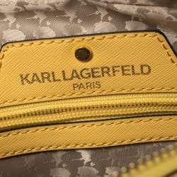 Pre Owned Karl Lagerfeld Yellow Leather Maybelle Choupette Crossbody Bag             