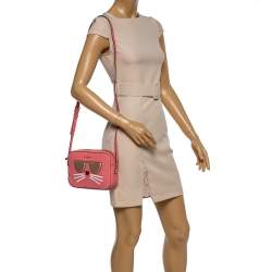 Pre Owned Karl Lagerfeld Pink Leather Maybelle Choupette Crossbody Bag