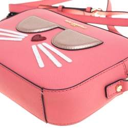 Pre Owned Karl Lagerfeld Pink Leather Maybelle Choupette Crossbody Bag