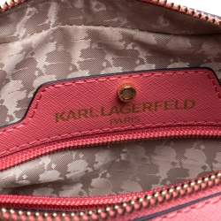 Pre Owned Karl Lagerfeld Pink Leather Maybelle Choupette Crossbody Bag