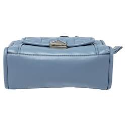 Pre Owned Karl Lagerfeld Light Blue Quilted Leather Mini Tote