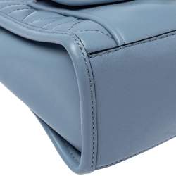 Pre Owned Karl Lagerfeld Light Blue Quilted Leather Mini Tote