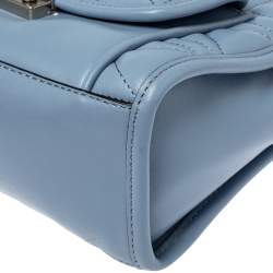 Pre Owned Karl Lagerfeld Light Blue Quilted Leather Mini Tote