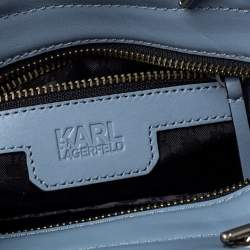 Pre Owned Karl Lagerfeld Light Blue Quilted Leather Mini Tote