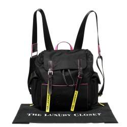 Pre Owned Karl Lagerfeld Black Nylon K/neon Backpack 