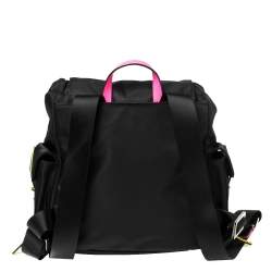 Pre Owned Karl Lagerfeld Black Nylon K/neon Backpack 