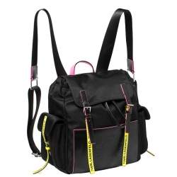 Pre Owned Karl Lagerfeld Black Nylon K/neon Backpack 