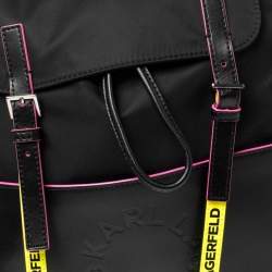 Pre Owned Karl Lagerfeld Black Nylon K/neon Backpack 