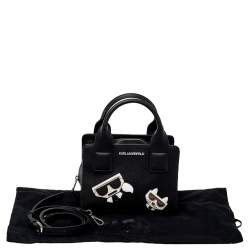 Karl Lagerfeld Black Faux Leather K/Klassik Satchel