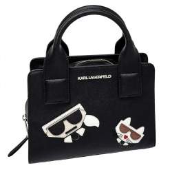 Karl Lagerfeld Black Faux Leather K/Klassik Satchel