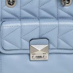 Pre Owned Karl Lagerfeld Blue Quilted Leather K/Kuilted Tote